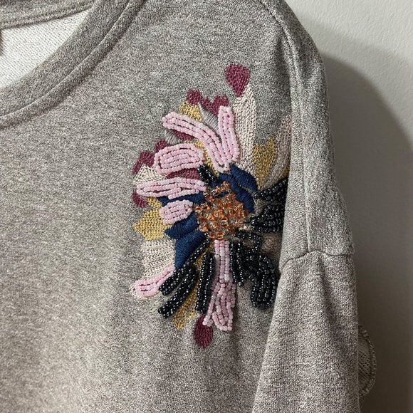 VINTAGE AMERICA BLUES Ruffles Cropped Embroidered Beaded Marled Top M - Picture 10 of 11